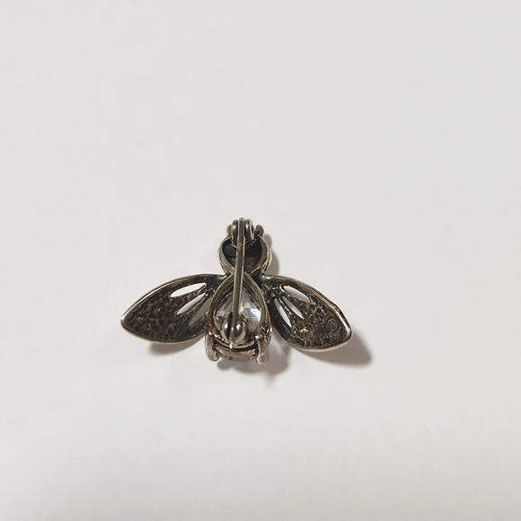 925 milor ITALY cz sterling silver flying fly bee brooch pin vintage stamped - Picture 3 of 9